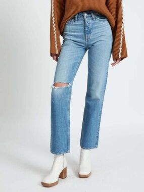 rag & bone Light Blue High-Rise Straight Jeans